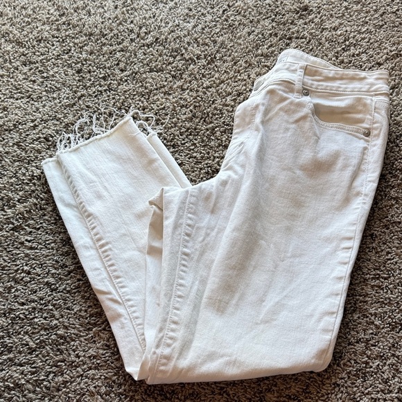 LOFT Women's White Ankle Jeans with Frayed Hem Jeans - Picture 2 of 13